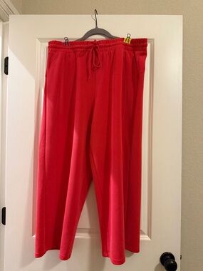 Maurice Wide-Leg Scuba Pull-On Pants in Vibrant Red
